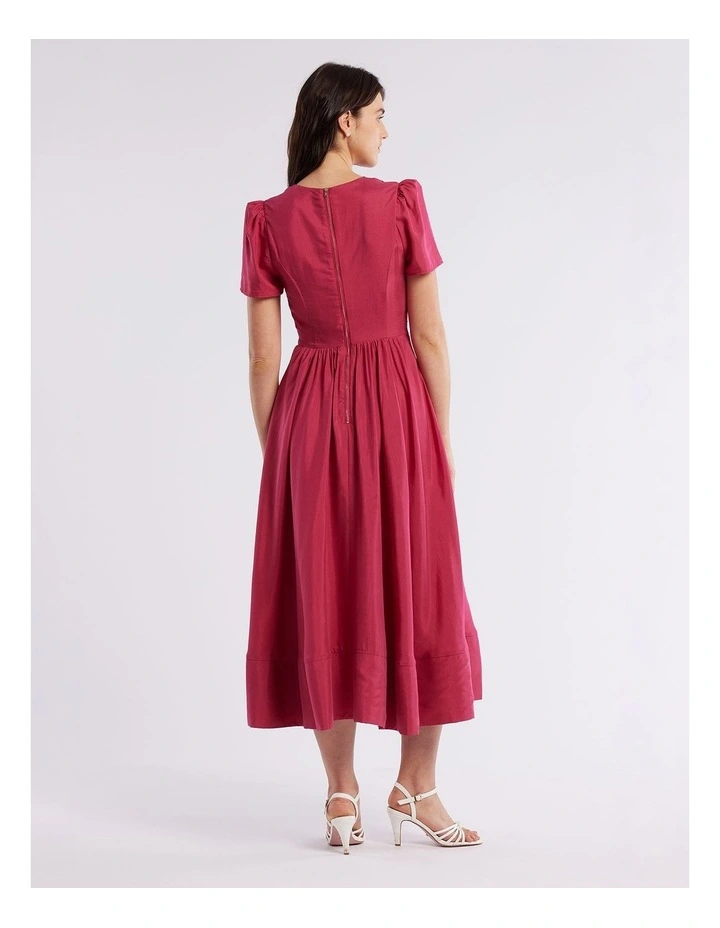 Arabella Midi Dress in Raspberry