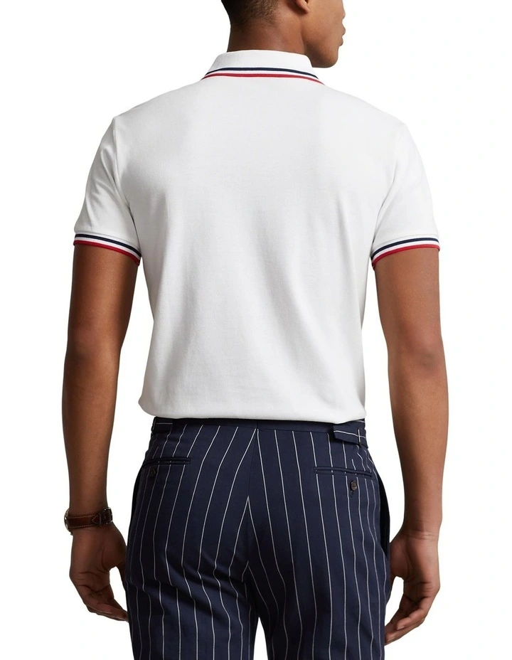 Custom Slim Fit Bear Polo Shirt in White