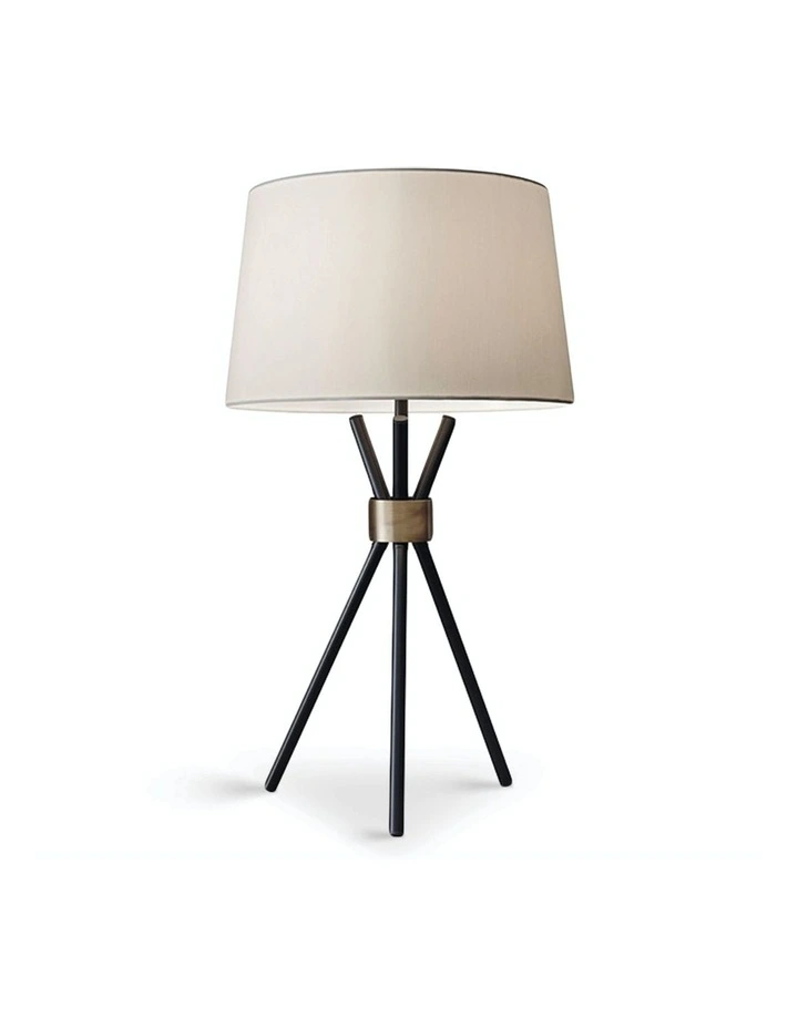 Metal Tripod Table Lamp With Antique Brass Accent
