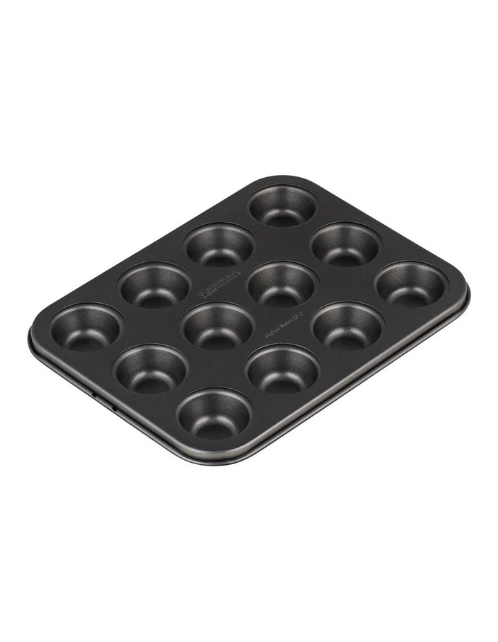 BakerMaker Non-Stick 12 Cup Mini Muffin Pan in Black