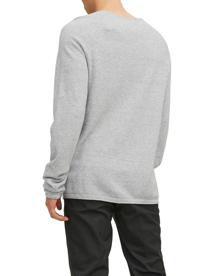 Hill Crew Neck Knit Sweater in Light Grey Melange