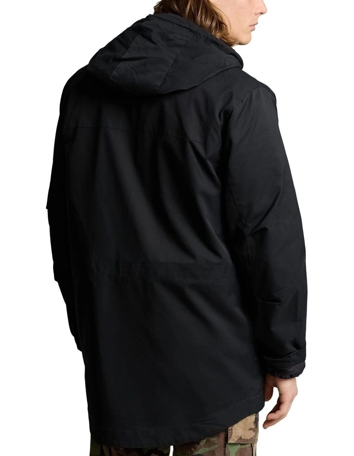 Twill Hooded Coat & Quilted Liner in Black
