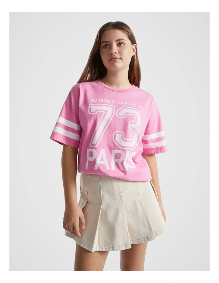 Varsity Tee in Aurora Pink