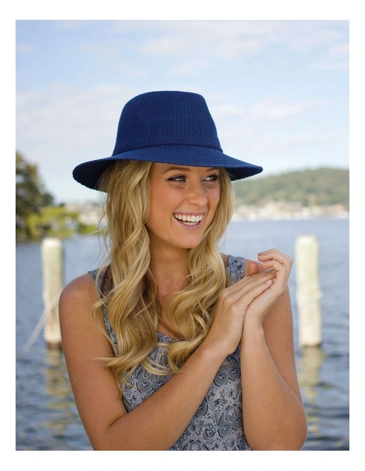 Jacqui Wash & Wear Mannish Hat In Navy