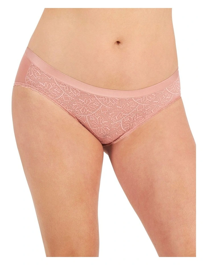 Barely There Lace Bikini Brief in Dusty Pink