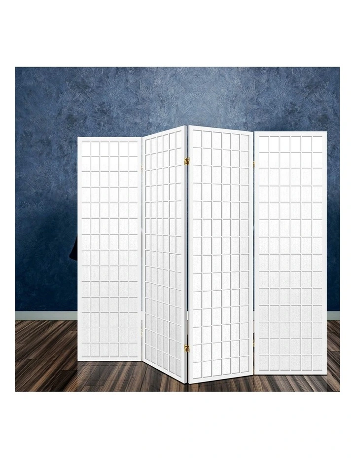 4 Panel Room Divider Screen 174x179cm in White