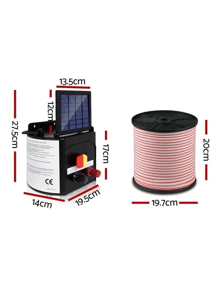 Giantz 3km Solar Electric Fence Energiser Battery Charger