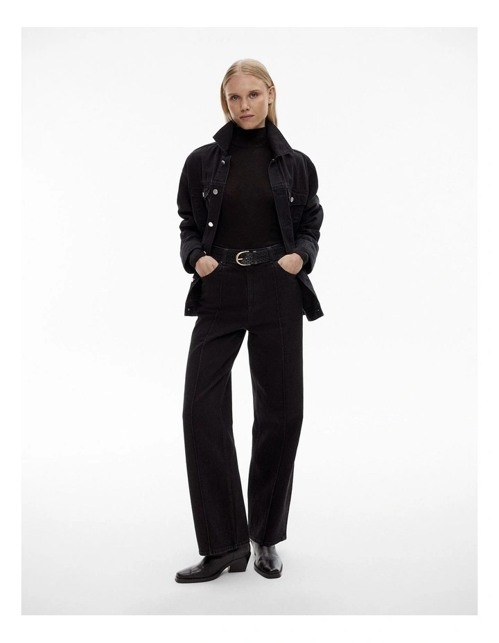 Laser-cut Jeans Belt in Black