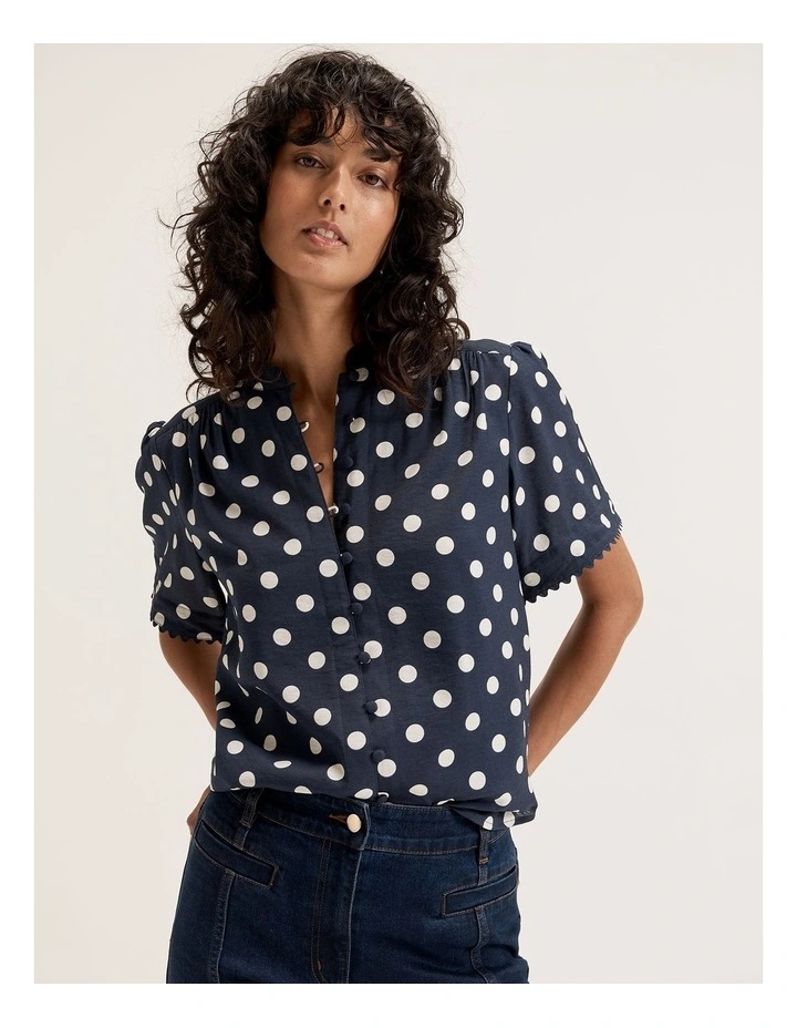 Harbour Spot Blouse in Ink/Ivory