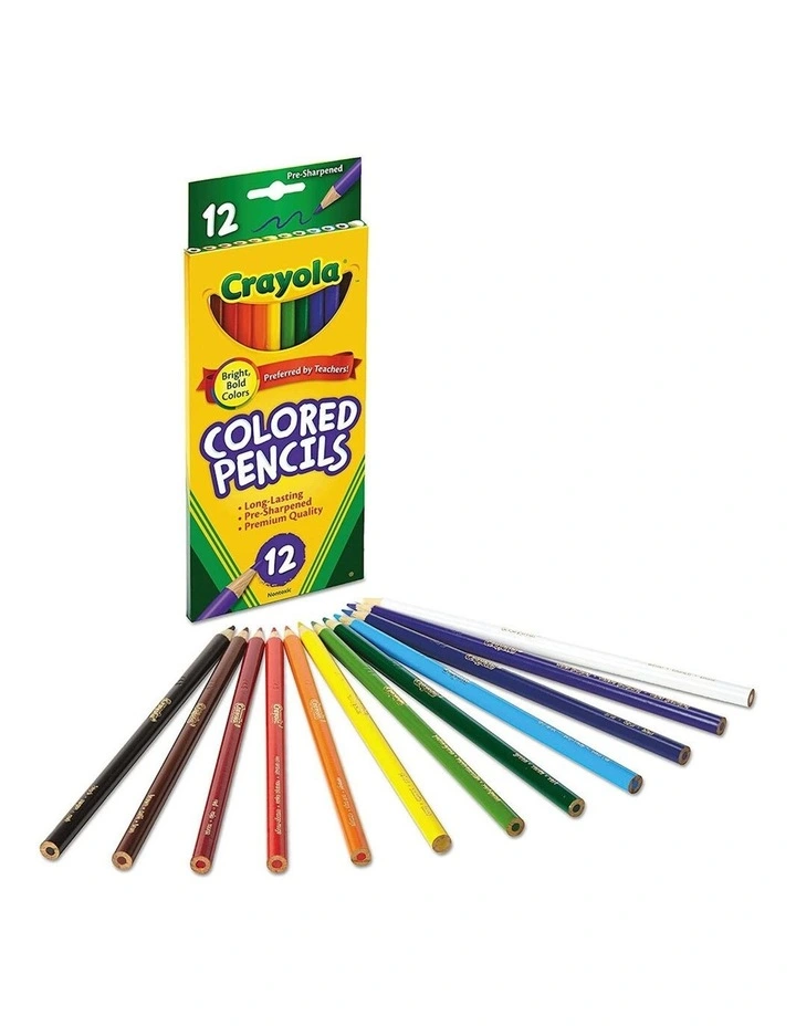 Full Sized Coloured Pencils 12 Pack (3 Years) in Multi