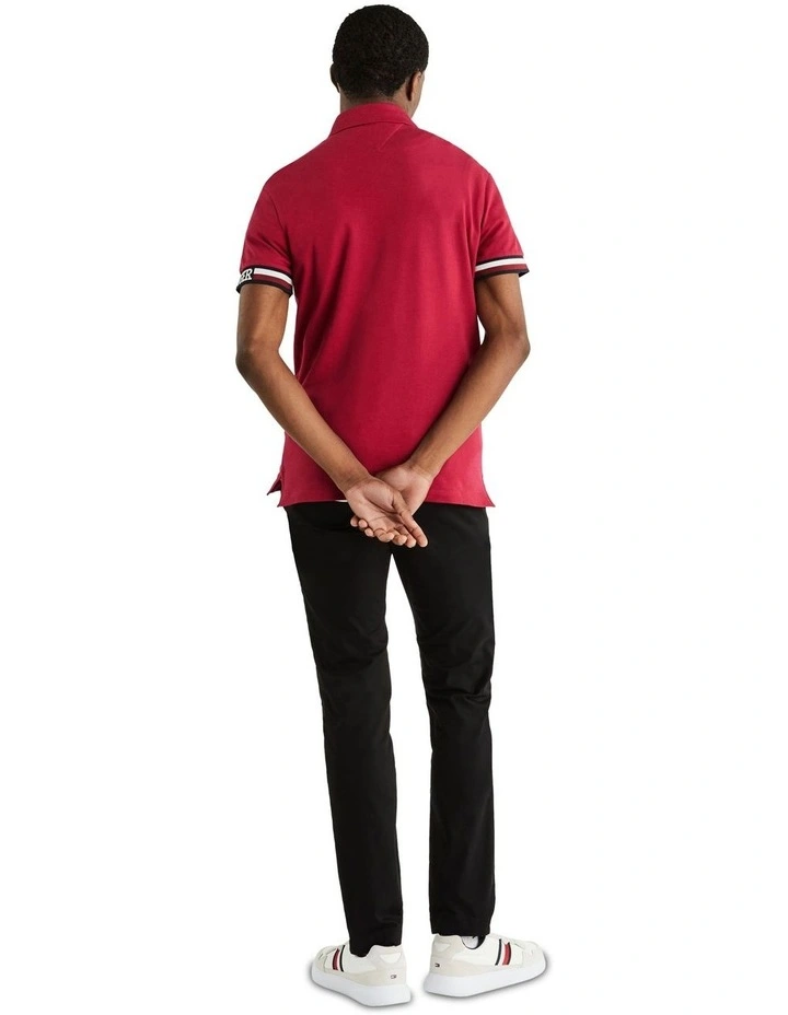 Monotype Flag Cuff Slim Fit Polo in Red