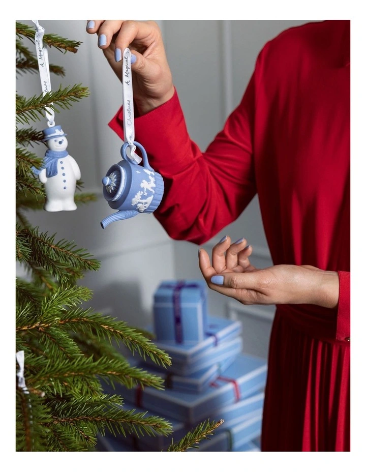 Christmas Iconic Teapot Ornament in Blue
