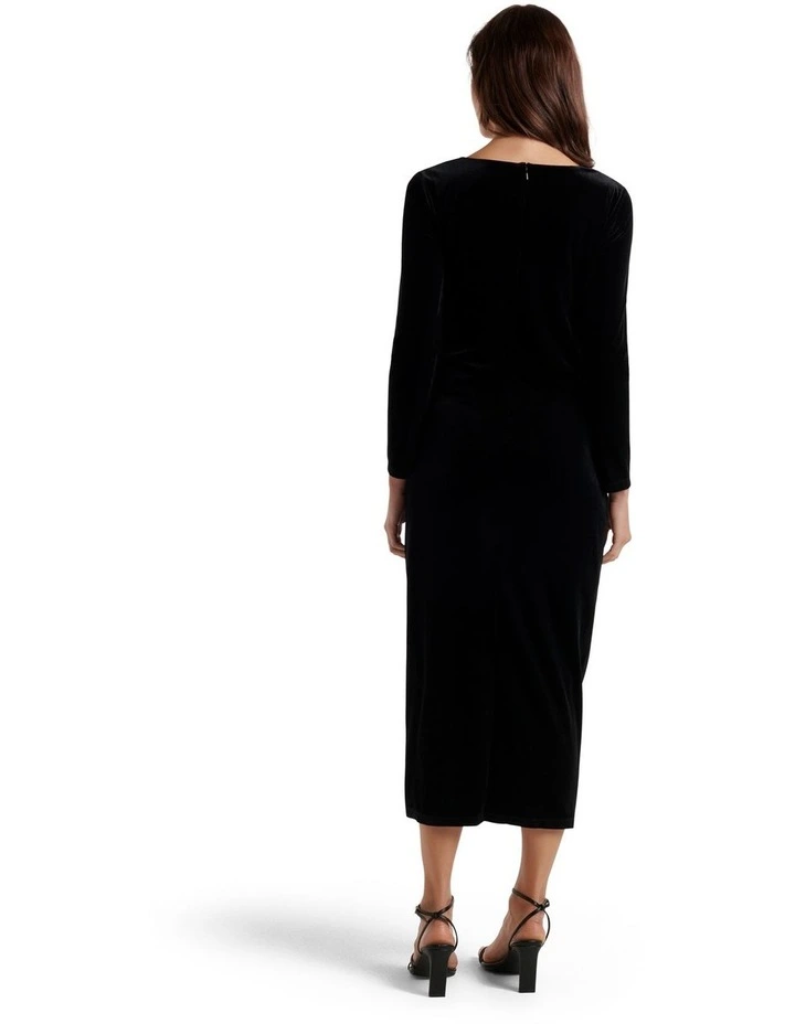Eva Velvet Midi Dress in Black