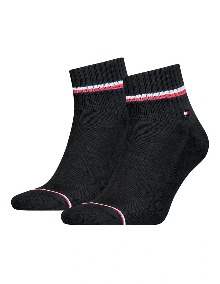 Iconic Sports Quarter Crew Socks 2 Pack in Black