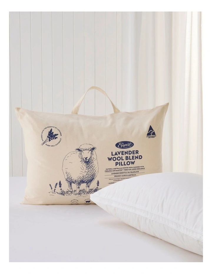 Lavender Woolblend Pillow in White