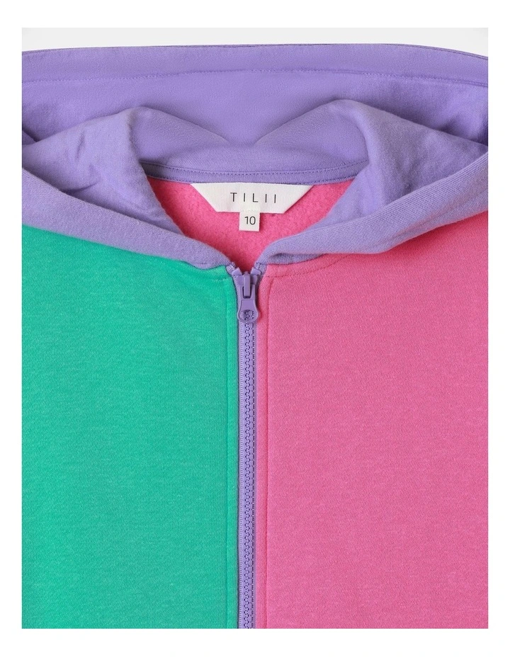 Fleece Zip Thru Sweat Top in Rainbow