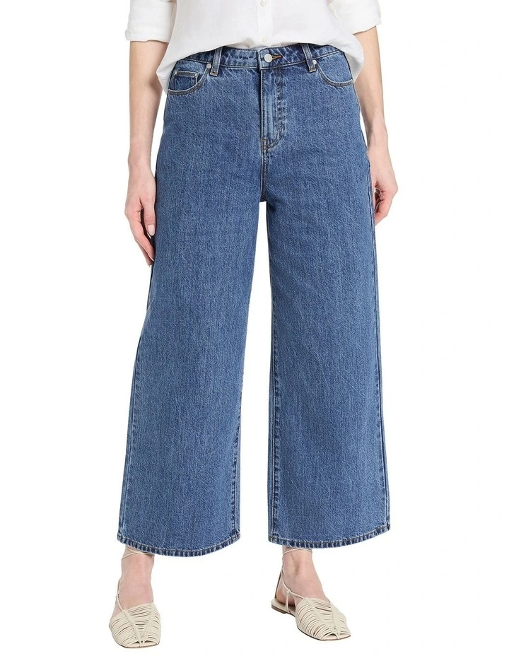 Jude Wide Leg Crop Jeans in Flat Marine