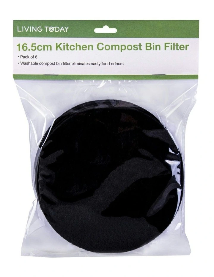 Kitchen Compost Bin Filter 16.5cm 6 Pack in Black
