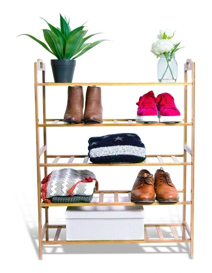 5 Tier Bamboo Shoe Rack in Yellow