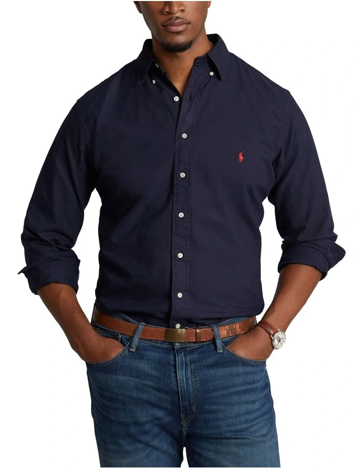 Big & Tall Garment-Dyed Oxford Shirt in Navy