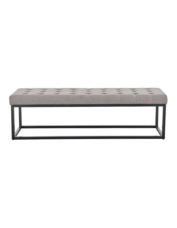 Cameron Button-Tufted Upholstered Bench in Light Grey