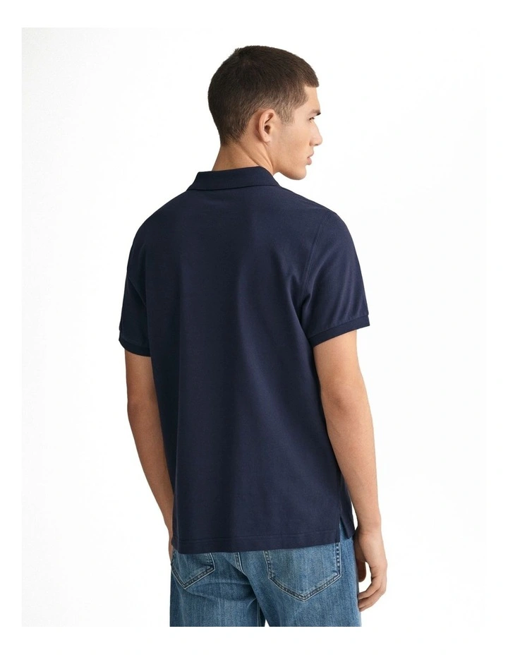 Regular Fit Shield Pique Polo Shirt in Evening Blue