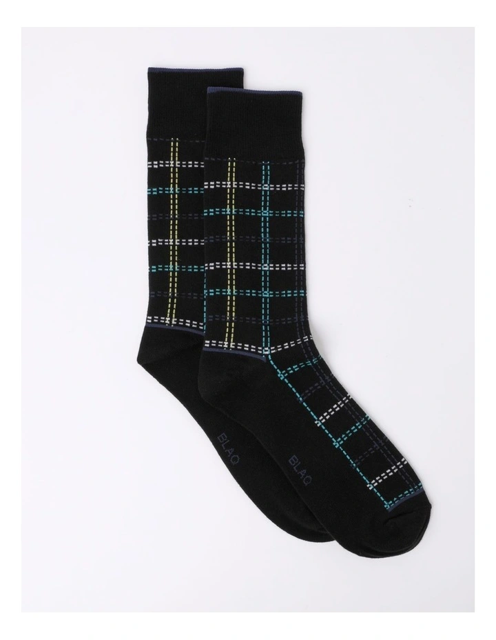 Window Pane Check Sock in Black