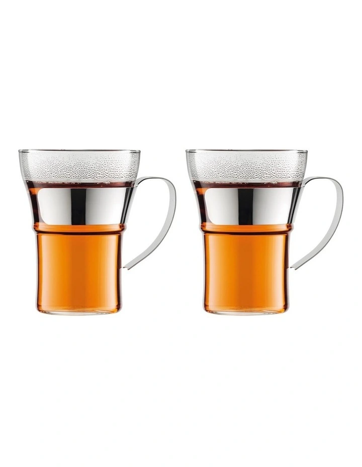 Assam Coffee Glass 2 Piece With Steel Handle in Clear