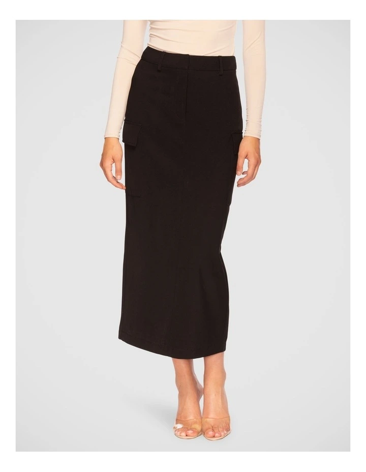 Siela Cargo Midi Skirt in Black