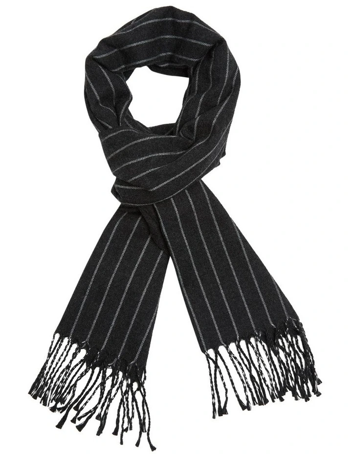 Hamill Pinstripe Scarf in Charcoal