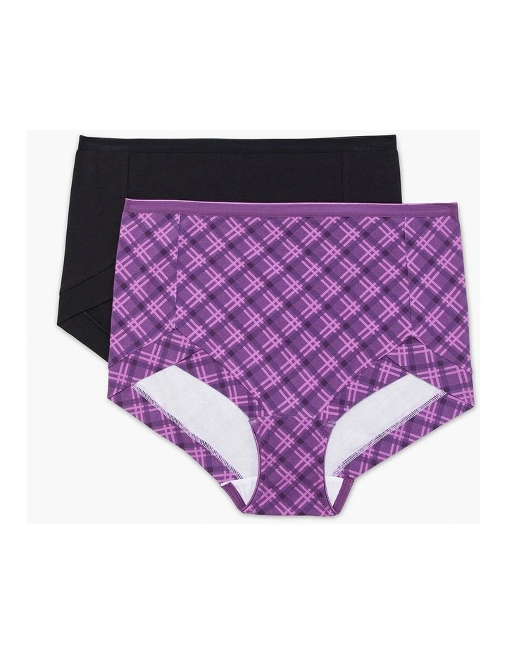 Eco Cotton Check Briefs 2 Pack in Check