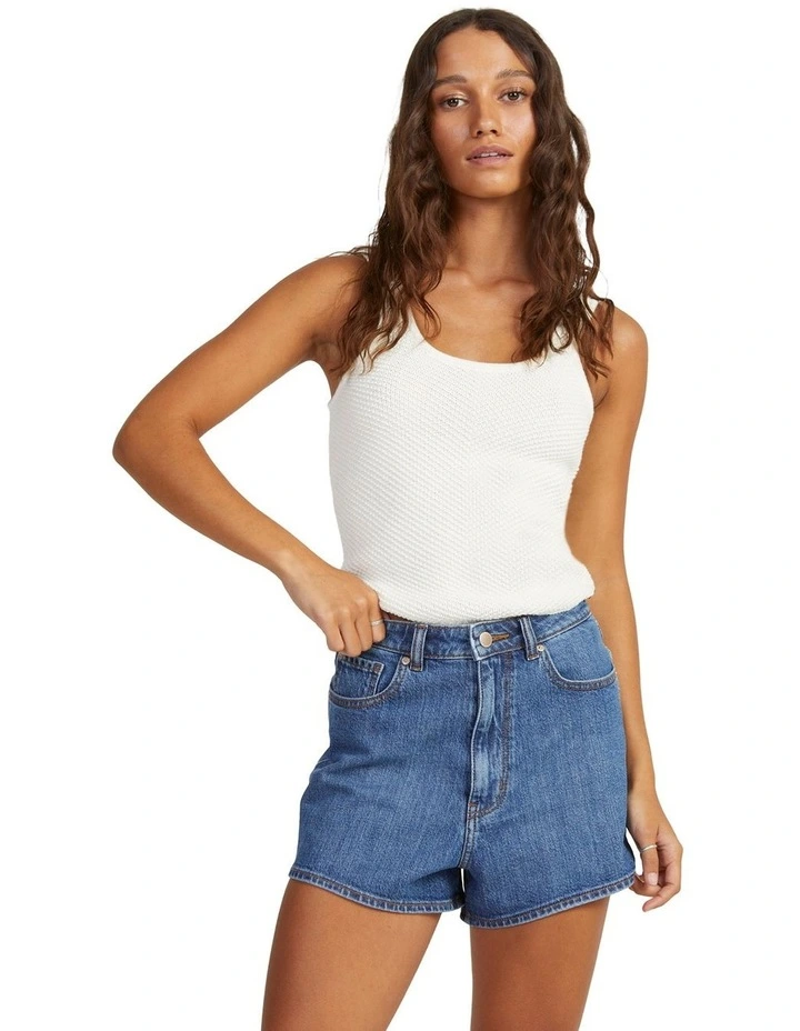 Playa Del Amor Strappy Knit Vest Top in Bright White