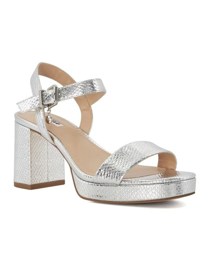 Motive Heeled Sandal in Silver