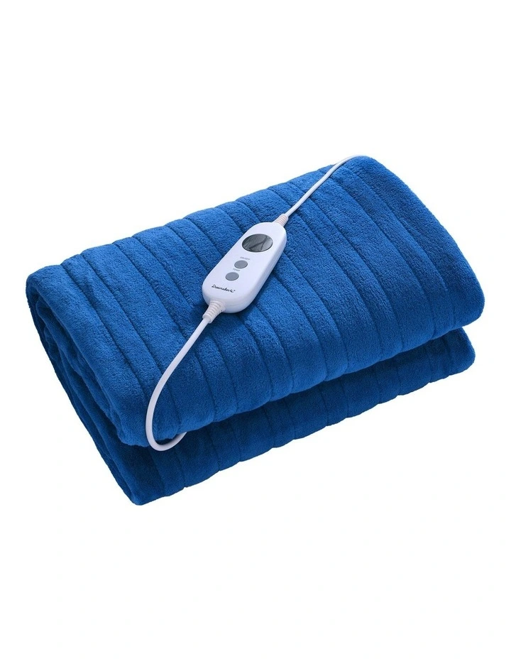 Coral Fleece Heated Throw in Classic Blue