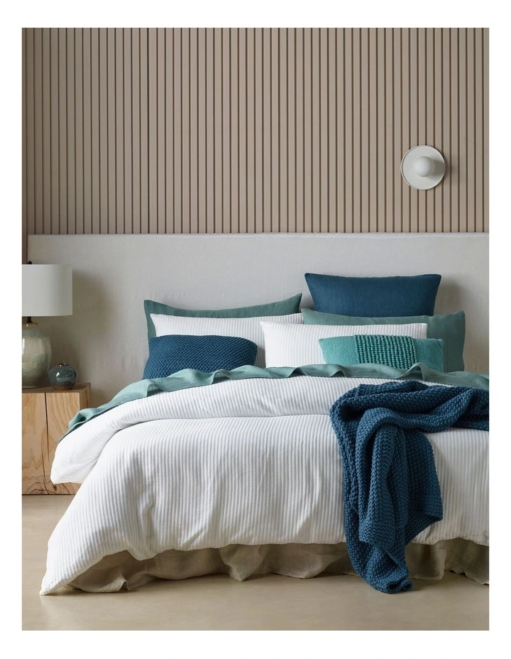Albany Stripe Matelasse Quilt Cover in White