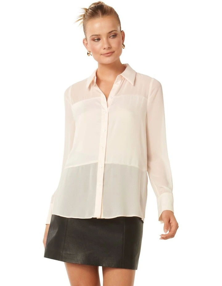 Scout Sheer Panelled Shirt in Cream