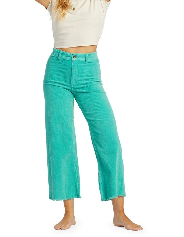 Free Fall Cord Wide Leg Pants in Bright Lagoon