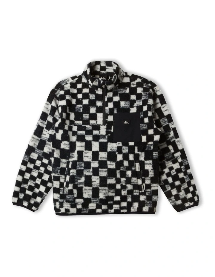 Saturn Distort Half-Zip Fleece Sweater in Black Mercury
