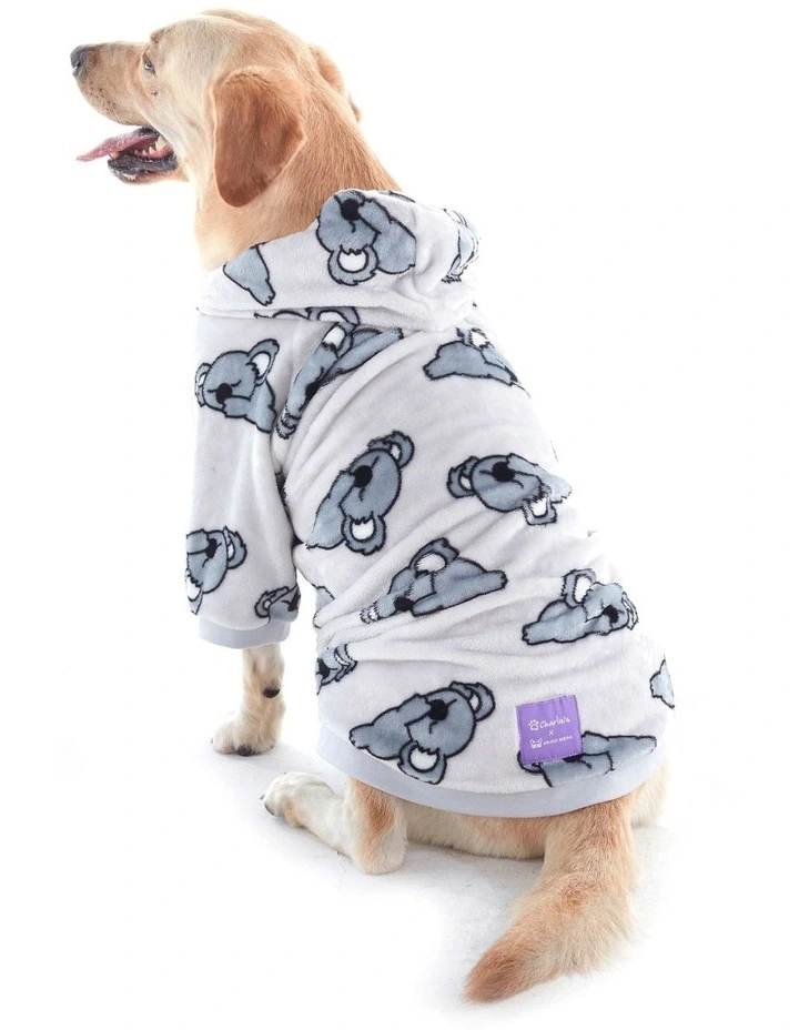 Charlie's Bearly Awake Dog Hoodie in Grey