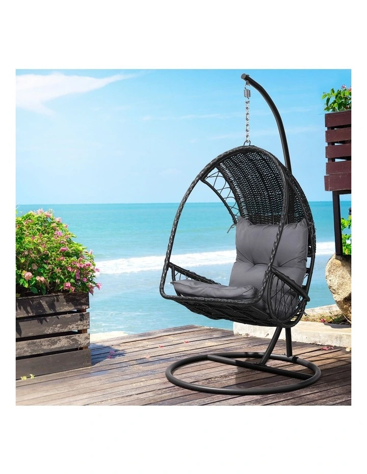 Egg Swing Pod Stand Chair in Black