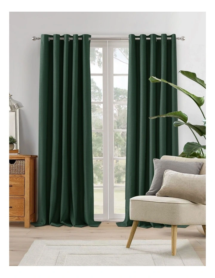 Blockout Eyelet Curtain Pair in Forest Green