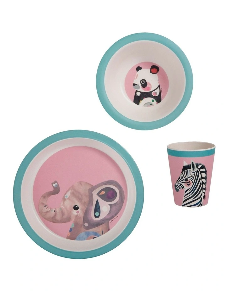 Pete Cromer Wildlife Children's 3 Piece Elephant Dinner Set