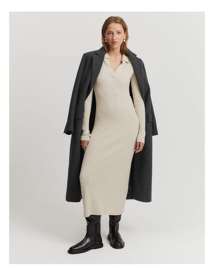 Polo Knit Dress in Snow Marle