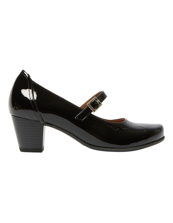 Casino Heeled Shoes in Black Patent Leather