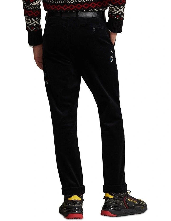 Stretch Slim Fit Skier Corduroy Pant in Black