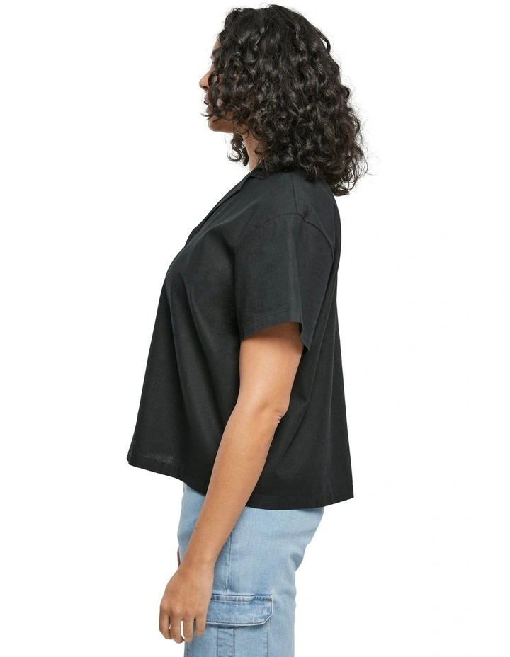 Linen Mixed Resort Shirt in Black
