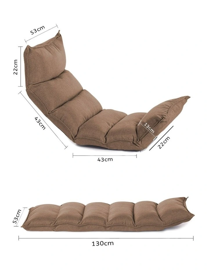 Foldable Floor Lounge Recliner Chair in Khaki