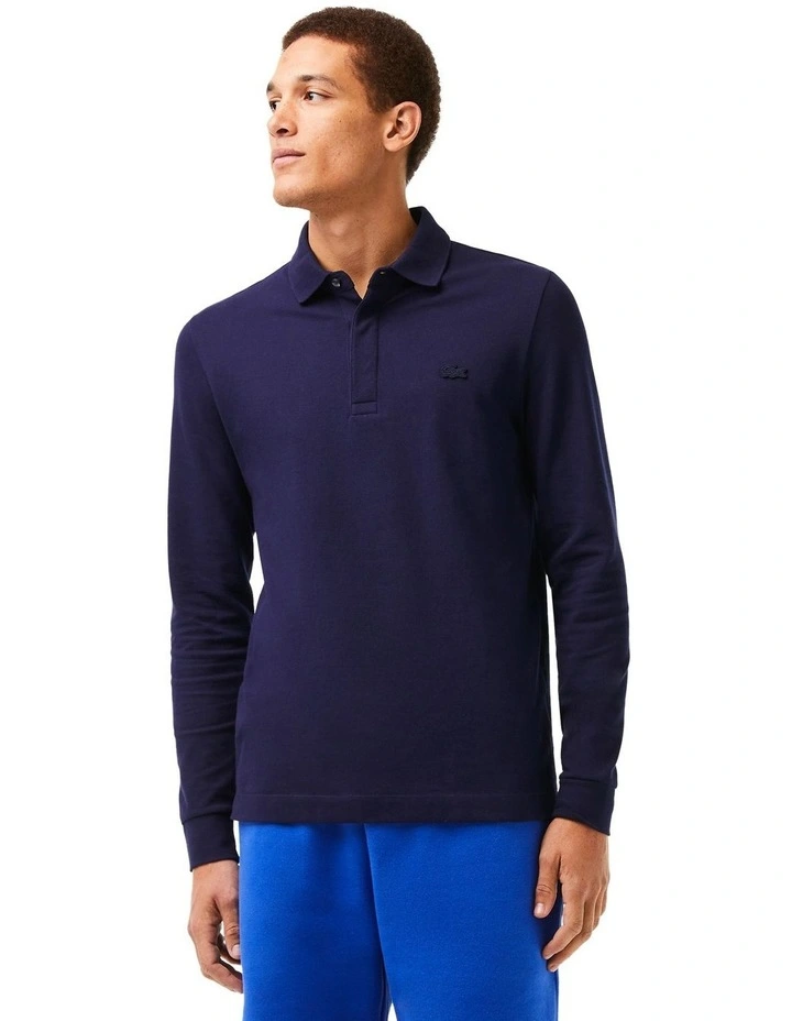 Long Sleeve Paris Polo Shirt in Navy