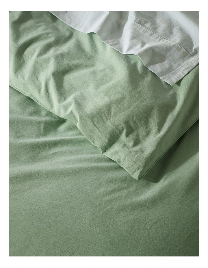 Stonewashed Cotton Quilt Cover Set in Pistachio