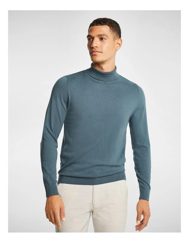 Gillespie Turtle Neck Knit Jumper in Teal